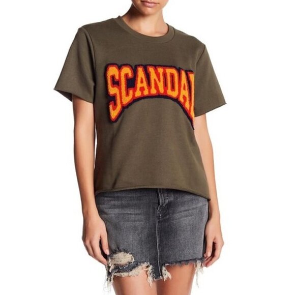 ELEVEN PARIS "SCANDAL" Varsity Crop Tee Top L - Picture 1 of 12